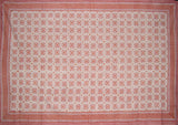 Tile Block Print Cotton Tablecloth 86" x 60" Coral