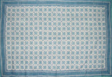 Tischdecke aus Baumwolle mit Fliesenblockdruck, 218,4 x 152,4 cm, Blau