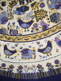 Whimsical Country Cotton Round Tablecloth 72" Blue