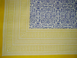 Moroccan Print Square Cotton Tablecloth 70" x 70" Periwinkle & Yellow