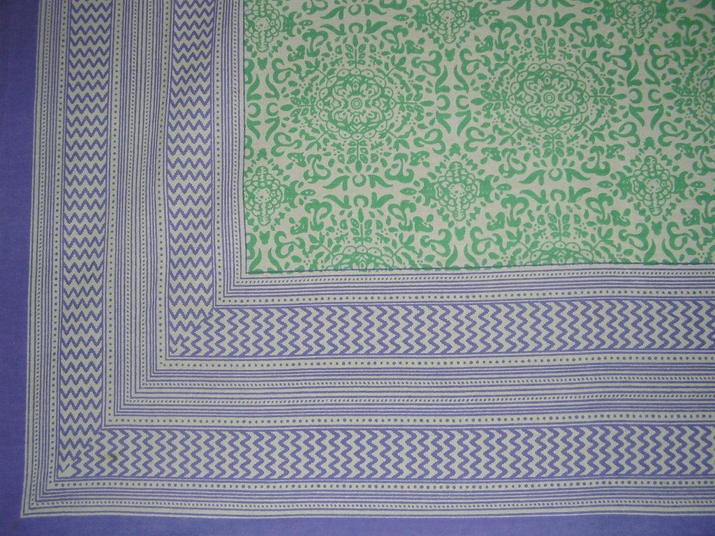 Moroccan Print Square Cotton Tablecloth 70" x 70" Lavender & Seafoam