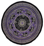 Mandala Elephant Print Round Cotton Tablecloth 90" Purple