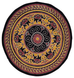 Mandala Elephant Print Round Cotton Tablecloth 90" Yellow Gold