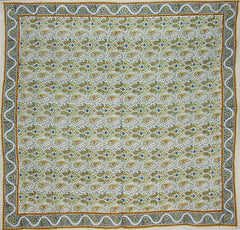 Kwadratowy obrus bawełniany z kwiatowym nadrukiem w bloki ręczne 72 "x 72"