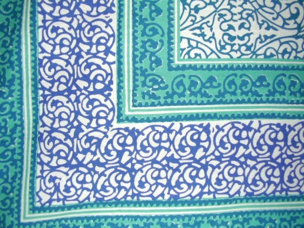 Persian Filigree Block Print Tapestry Cotton Bedspread 108" x 88" Full-Queen