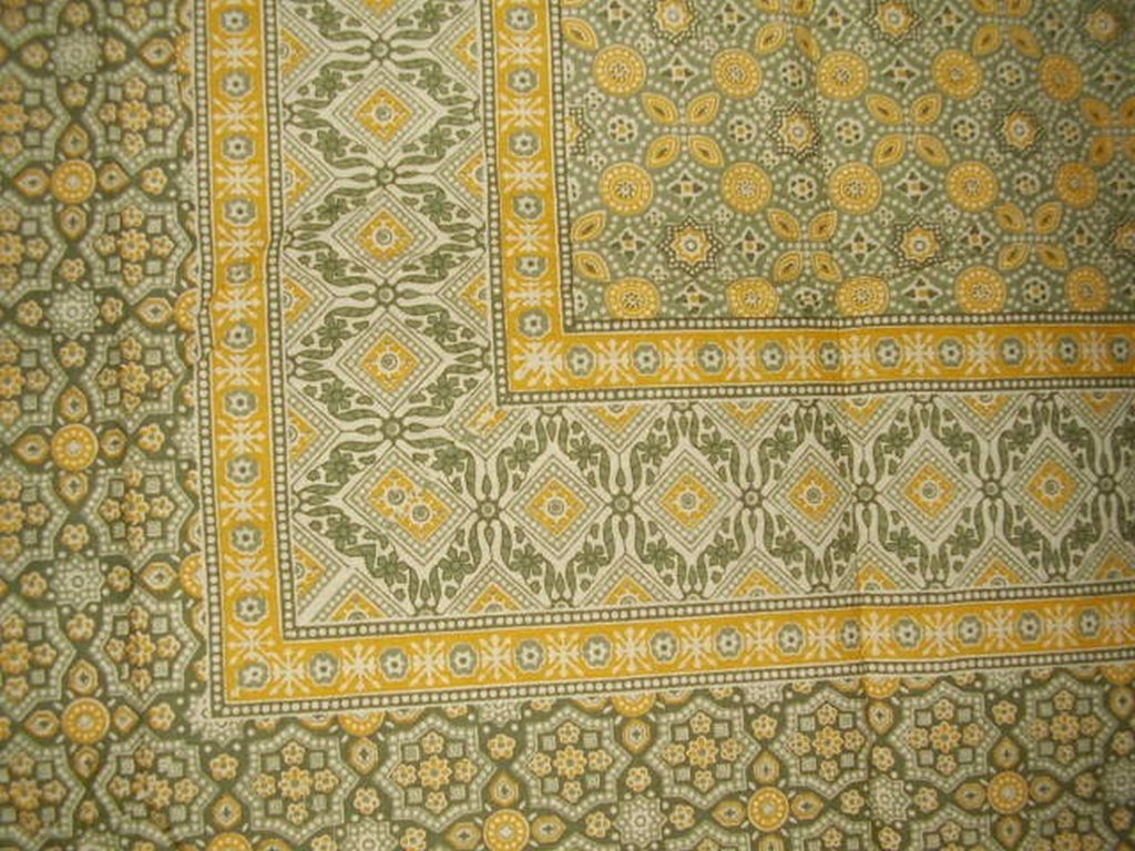 Moroccan Foulard Tapestry Cotton Bedspread 108" x 88" Full-Queen Yellow