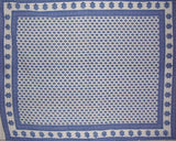 Monotone Buti Block Print Tapestry Cotton Spread 106" x 70" Twin Blue