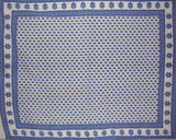 Monotone Buti Block Print Tapestry Cotton Bedspread 108" x 88" Full-Queen Blue