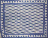 Monotone Buti Block Print Tapestry Cotton Spread 106" x 70" Twin Blue