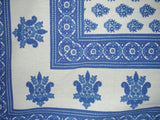 Monotone Buti Block Print Tapestry Cotton Spread 106" x 70" Twin Blue