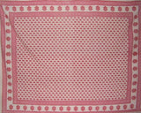Monotone Buti Block Print Tapestry Cotton Spread 106" x 70" Twin Red