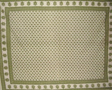 Monotone Buti Block Print Tapestry Cotton Spread 106" x 70" Twin Green