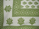 Monotone Buti Block Print Tapestry Cotton Spread 106" x 70" Twin Green