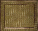 Primitive Paisley Block Print Tapestry Cotton Spread 106" x 70" Twin Green