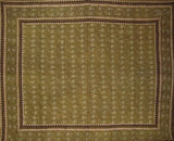 Tapeçaria de algodão estampada em bloco Paisley primitivo espalhada 106" x 70" verde gêmeo