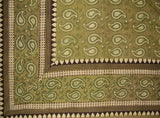 Prymitywny gobelin z nadrukiem paisley, bawełniany, rozłożony 106 x 70 cali, podwójny zielony