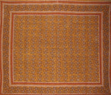 Primitive Paisley Block Print Tapestry Cotton Bedspread 108" x 108" Queen-King