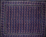 Primitive Paisley Block Print Tapestry Cotton Spread 106" x 70" Twin Blue