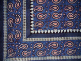 Primitive Paisley Block Print Tapestry Cotton Bedspread 108" x 108" Queen-King