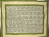 Persian Filigree Block Print Tapestry Cotton Spread 106" x 70" Twin Green