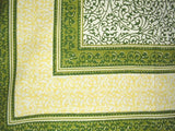 Persian Filigree Block Print Tapestry Cotton Spread 106" x 70" Twin Green