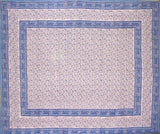 Rajasthan Block Print Tapestry Cotton Bedspread 106" x 70" Twin Blue
