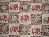 Block Print Indian Tapestry Cotton Bedspread 108" x 88" Full-Queen Gray