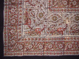 Block Print Indian Tapestry Cotton Bedspread 108" x 88" Full-Queen Gray