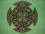 Pamučni pokrivač za krevet s tapiserijom Keltskog križa 104" x 88" potpuno zeleni