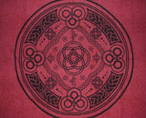 Celtic Circle Tapestry Cotton Bedspread 104" x 88" Full Burgundy