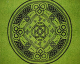 Celtic Circle Tapestry Cotton Bedspread 104" x 88" Full Green