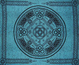 Celtic Circle Tapestry Bomuld Sengetæppe 104" x 88" Fuld turkis
