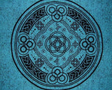Celtic Circle Tapestry Cotton Bedspread 104" x 88" Full Turquoise