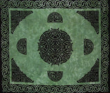 Celtic Tapestry Bavlněný přehoz na postel 104" x 88" Plně zelený