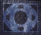 Celtic Tapestry Cotton Bedspread 104" x 88" Full Blue
