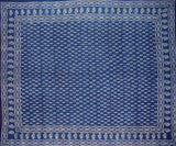 כיסוי מיטה מכותנה הודי Dabu 108 אינץ' x 88 אינץ' כחול מלכה מלא