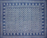 Dabu Indian Tapestry Cotton Bedspread 108" x 88" Full-Queen Blue