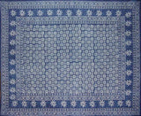 Dabu Indian Tapestry Cotton Bedspread 108" x 88" Full-Queen Blue