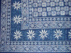 Indischer Dabu-Wandteppich aus Baumwolle, 264,2 x 182,9 cm, Twin Blue