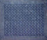 Tapeçaria indiana Dabu de algodão espalhado 106" x 72" azul duplo