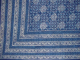 Tapeçaria indiana Dabu de algodão espalhado 106" x 72" azul duplo