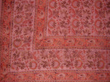 Floral Block Print Indian Tapestry Cotton Spread 106" x 72" Twin Cranberry