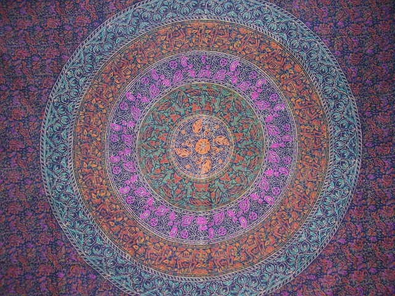 Sangananeer 塊印花掛毯棉質床罩 108 英吋 x 108 英吋大王藍色