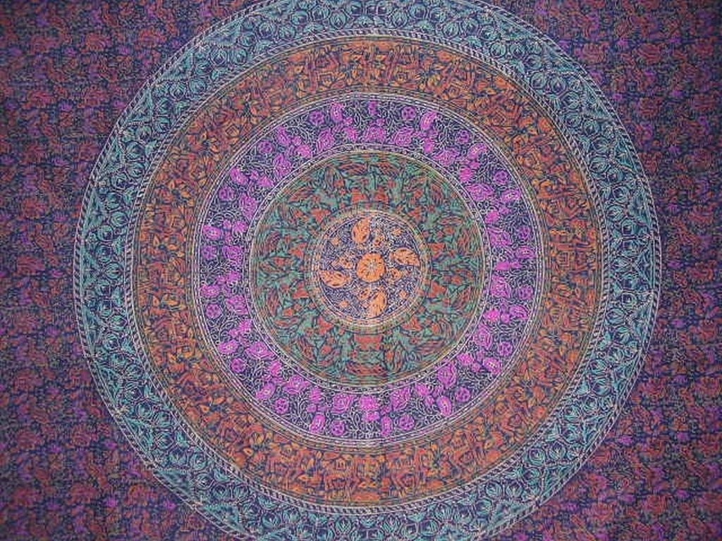 Sanganeer Block Print Tapestry Cotton Bedspread 108" x 108" Queen-King Blue