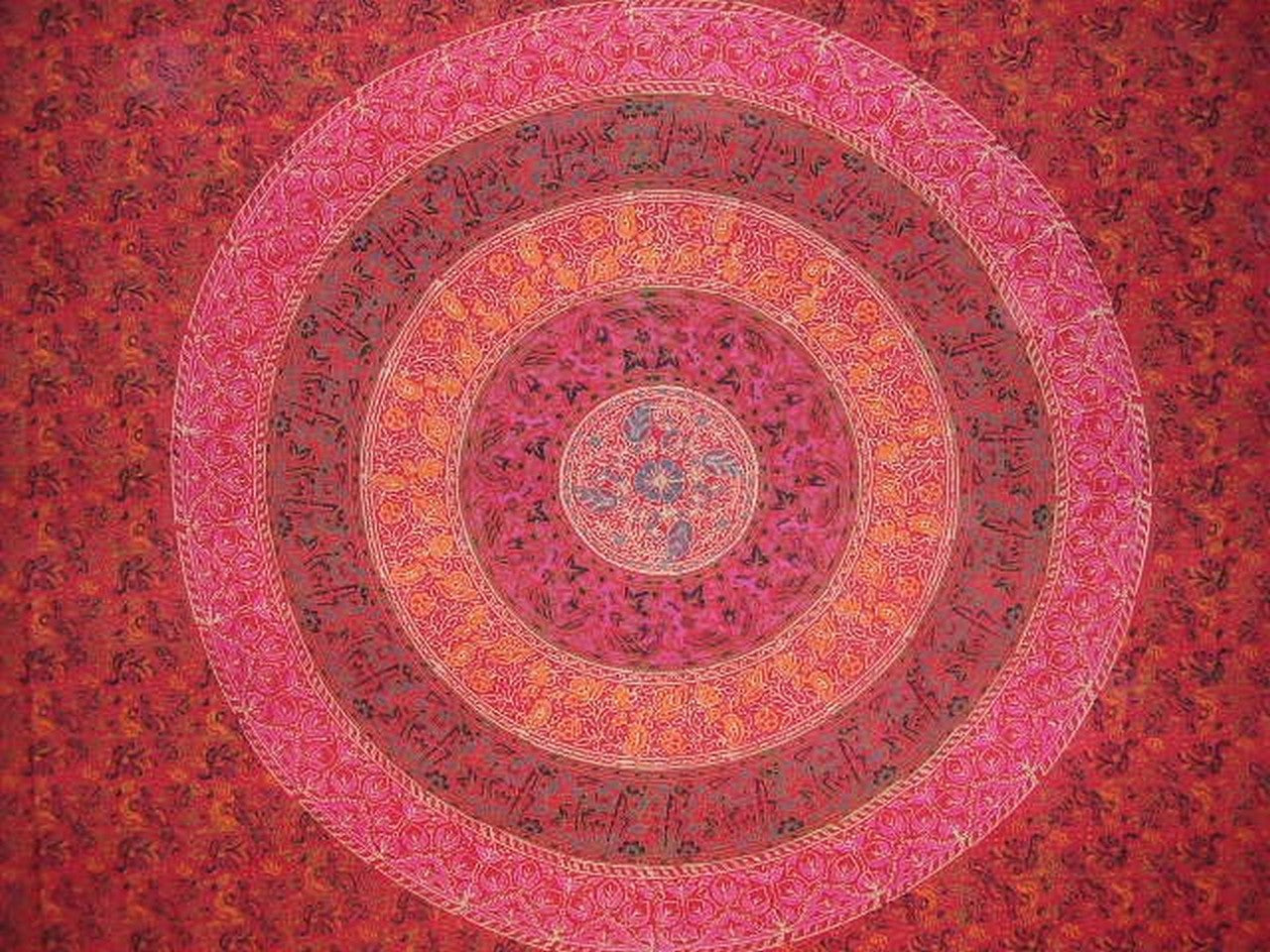 Colcha de algodão de tapeçaria indiana com estampa de bloco Sanganeer 108" x 108" Queen-King