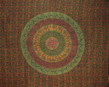 Sanganeer Block Print Tapestry Cotton Bedspread 108" x 108" Queen-King Green
