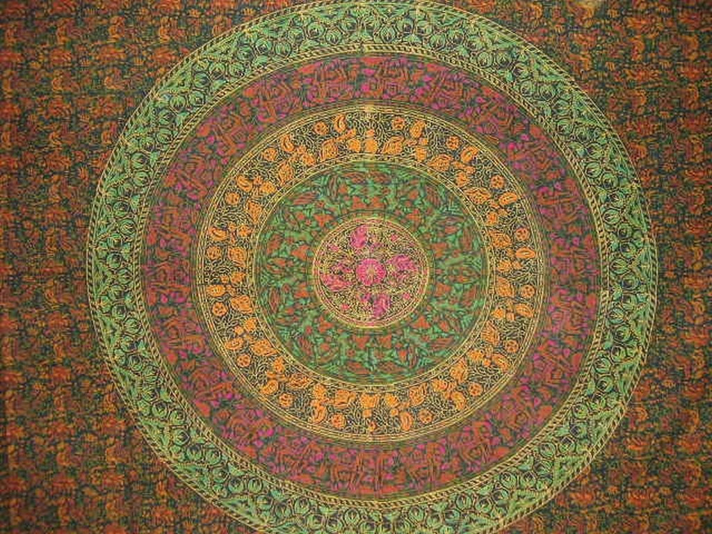 Sanganeer Blockdruck-Tapisserie-Tagesdecke aus Baumwolle, 274,3 x 274,3 cm, Queen-King-Grün
