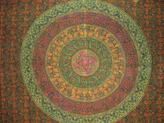Sanganeer Block Print Tapestry Cotton Bedspread 108" x 108" Queen-King Green
