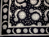 שטיח כותנה עם הדפס שמיימי כיסוי מיטה 108 אינץ' x 108 אינץ' קווין-קינג שחור
