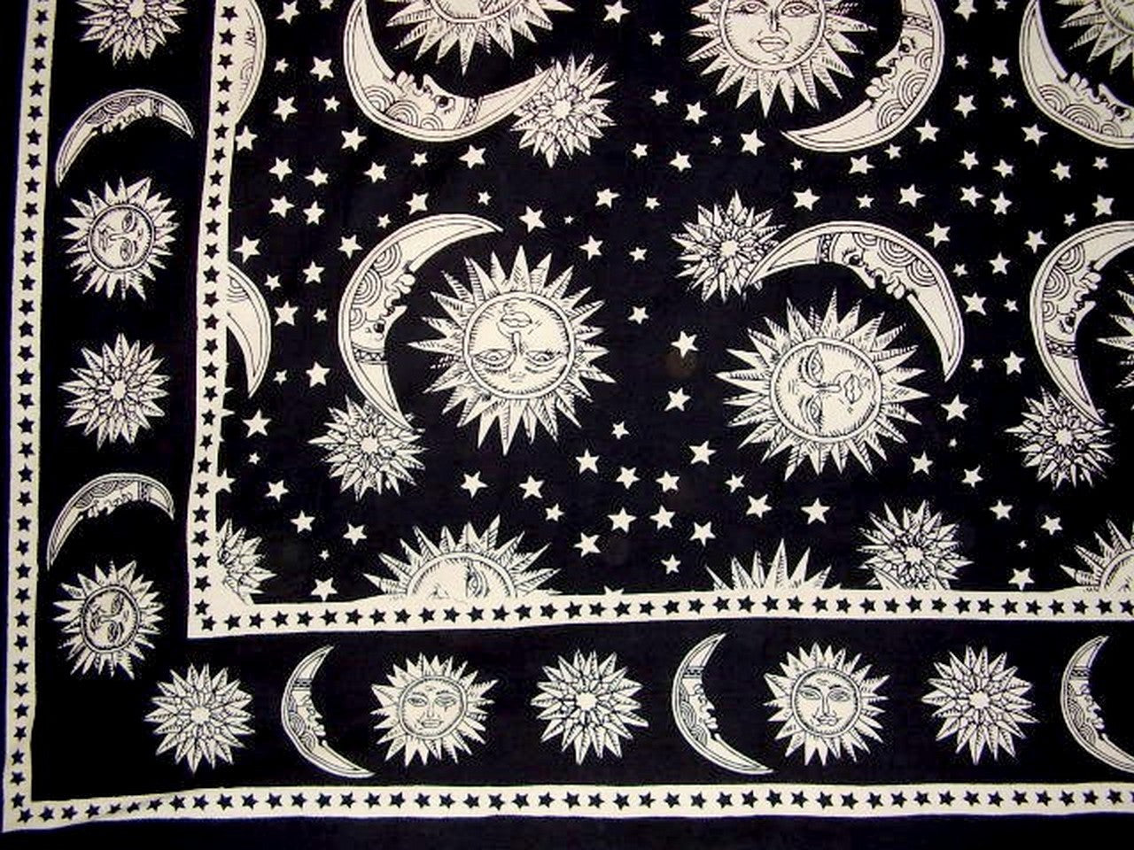 Celestial Print Tapestry Bomuld Sengetæppe 108" x 88" Full-Queen Black